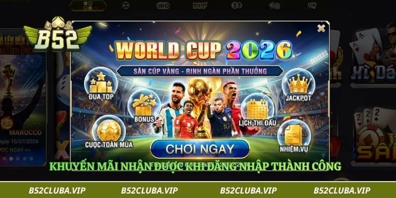 Đăng nhập B52 2 Khuyến mãi nhận được khi đăng nhập thành công