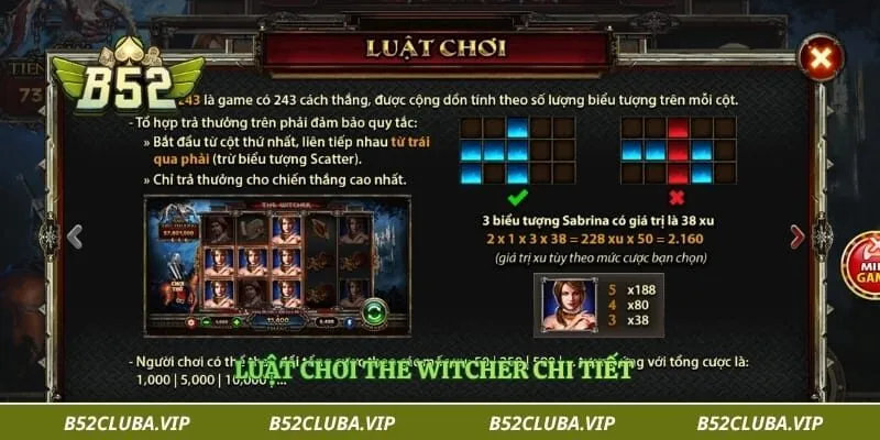 The Witcher B52 – Game Đổi Thưởng Chủ Đề Phiêu Lưu Hấp Dẫn 2 Luật chơi the witcher chi tiết